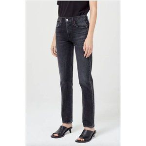 Agolde Lyle Slim Black Stretch Jeans in Technique